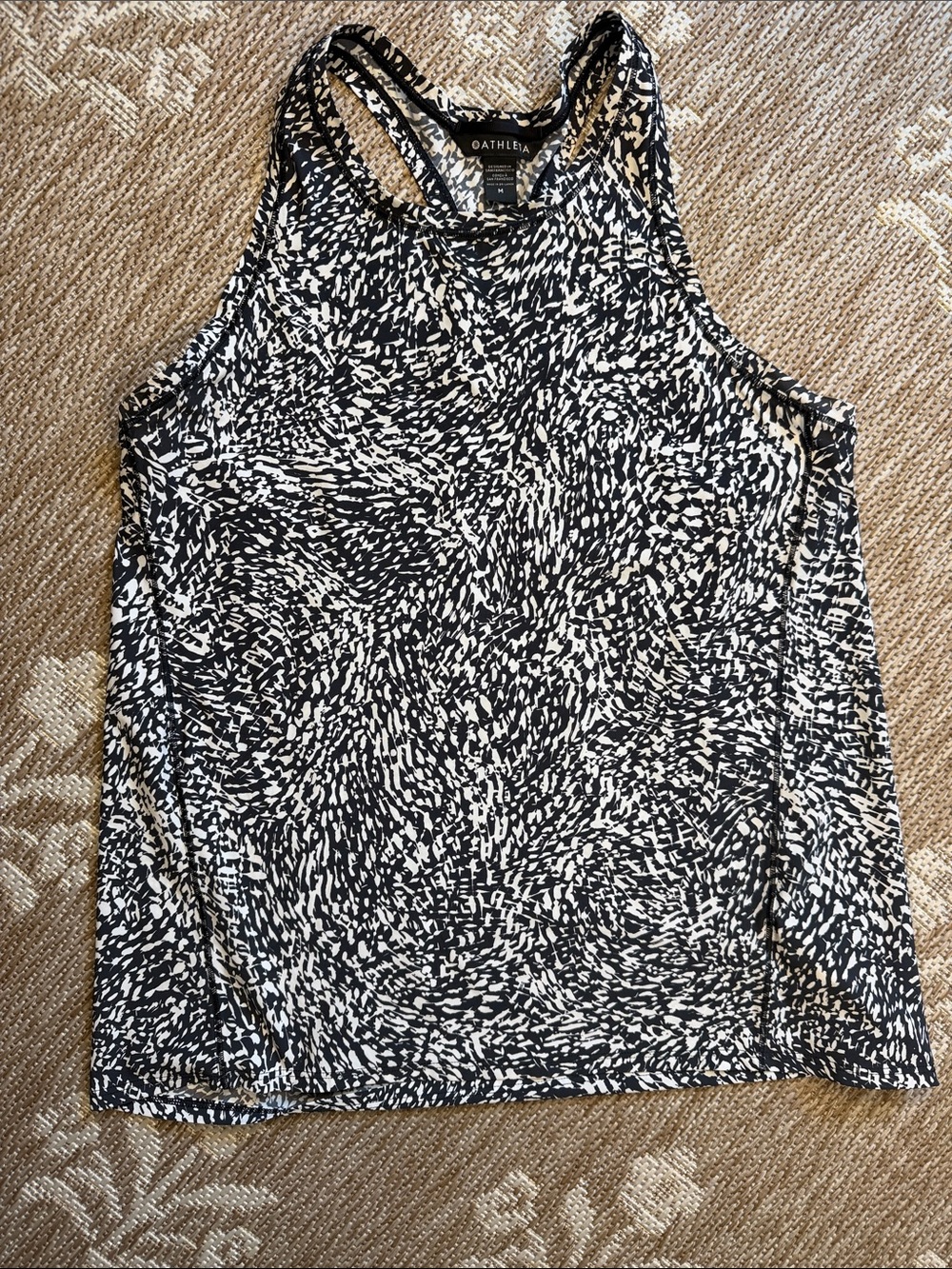 Athleta Black & White Patterned Racerback Tank